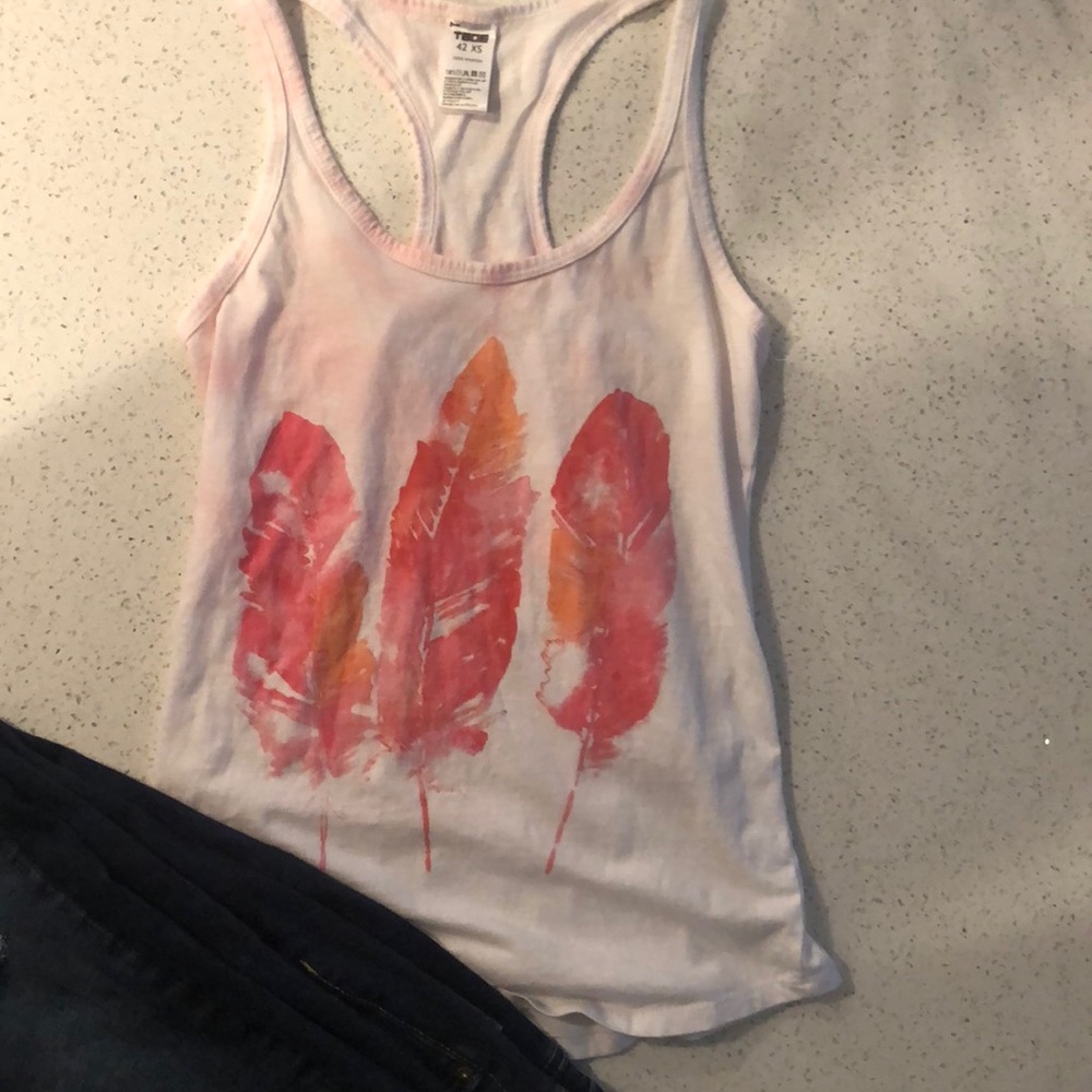 🍍Feather print racerback tank